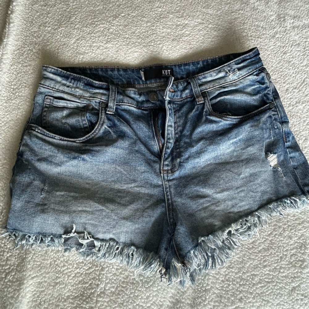Kut from the Kloth Blue Distressed Jean Shorts
